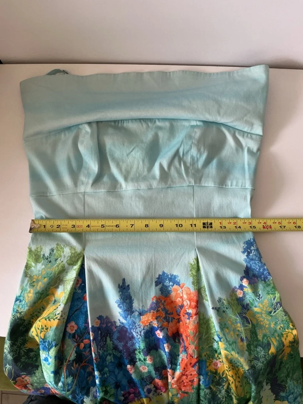 Anthropologie Landscape Floral Midi Dress Blue Fit & Flare Garden Artsy Size S - Picture 10 of 11